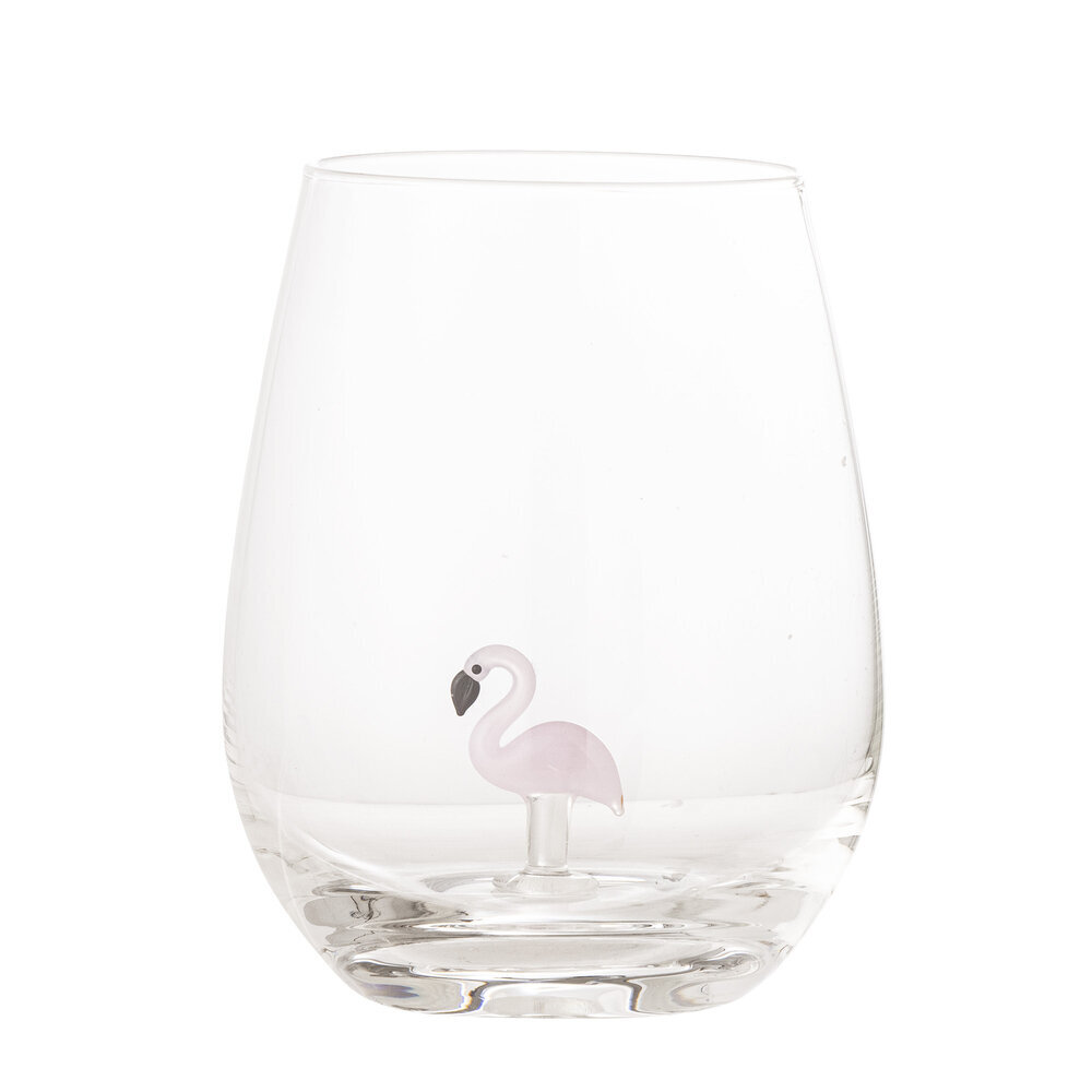 Bild von Bloomingville Glas Misa Trinkglas, Glas, 560ml, mit Flamingodekor im Inneren