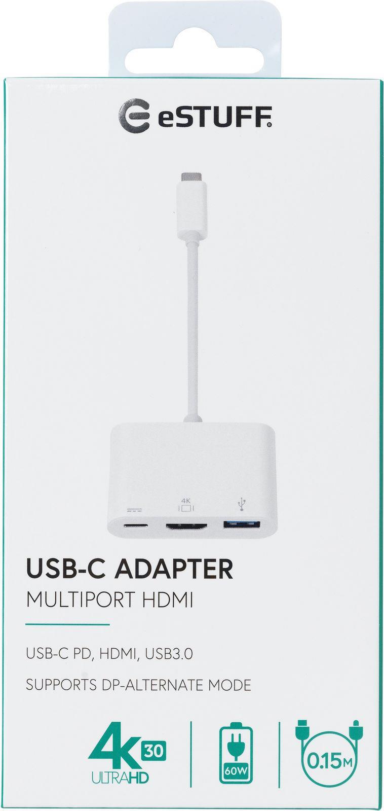Bild von eSTUFF AV Multiport Adapter - Externer Videoadapter - USB-C - HDMI - weiß (ES623001WH)