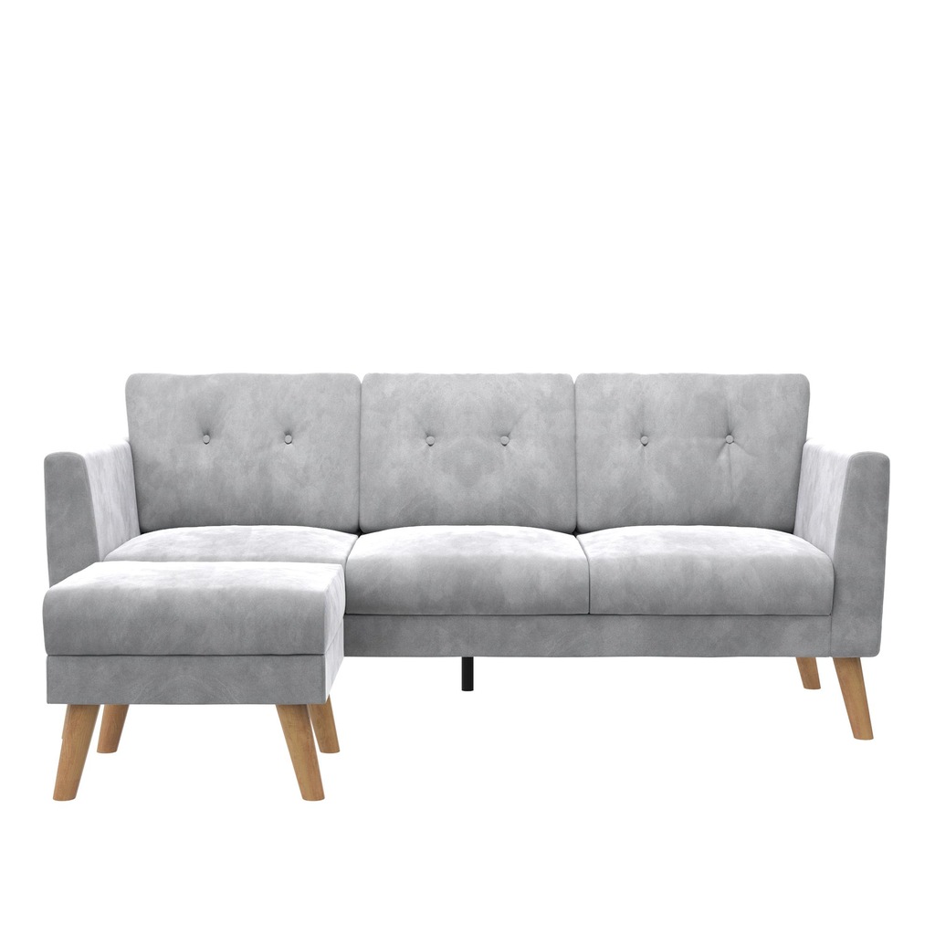 Bild von loft24 Sofa Daya, 1 Teile, 3-Sitzer Couch mit Bezug in Samtoptik mit Fußstütze, Breite 192 cm