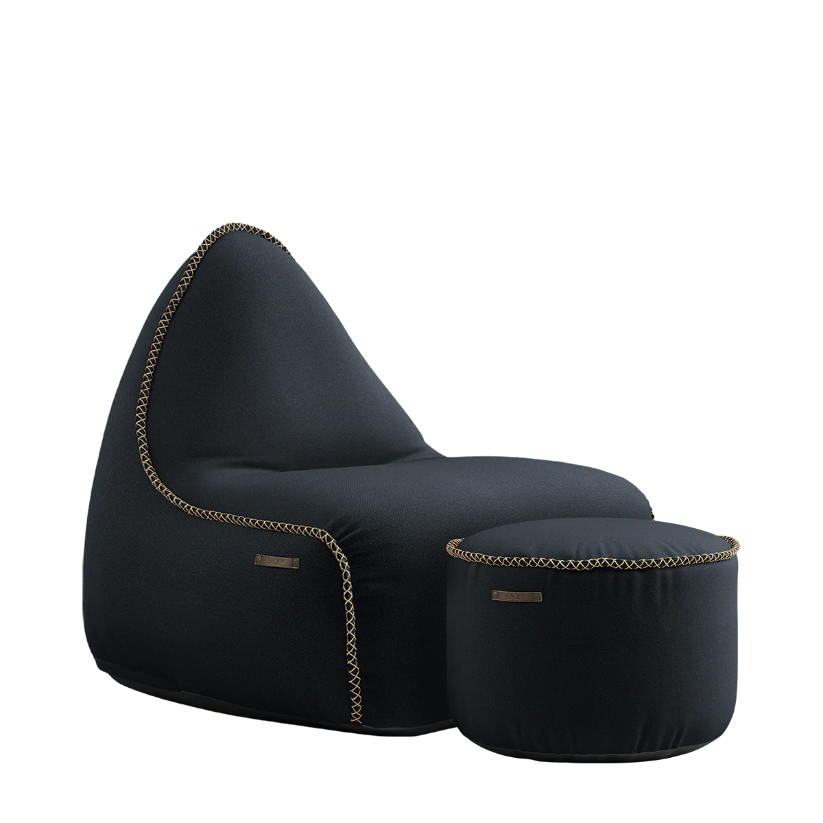 Bild von RETROit Cura Lounge Sitzsack mit Hocker – Nachhaltiges Sparset schwarz