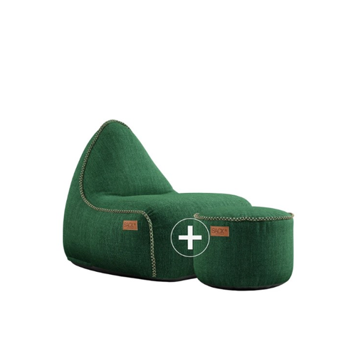Bild von RETROit Cobana Outdoor Sitzsack Loungsessel mit Hocker – Sparset grün