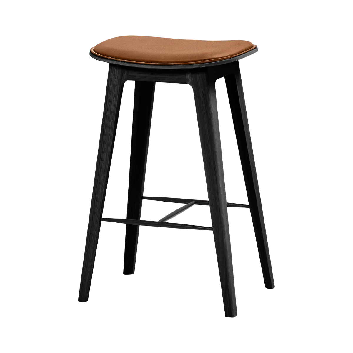Bild von Nordic Bar Stool - Black Stained Oak with stitches