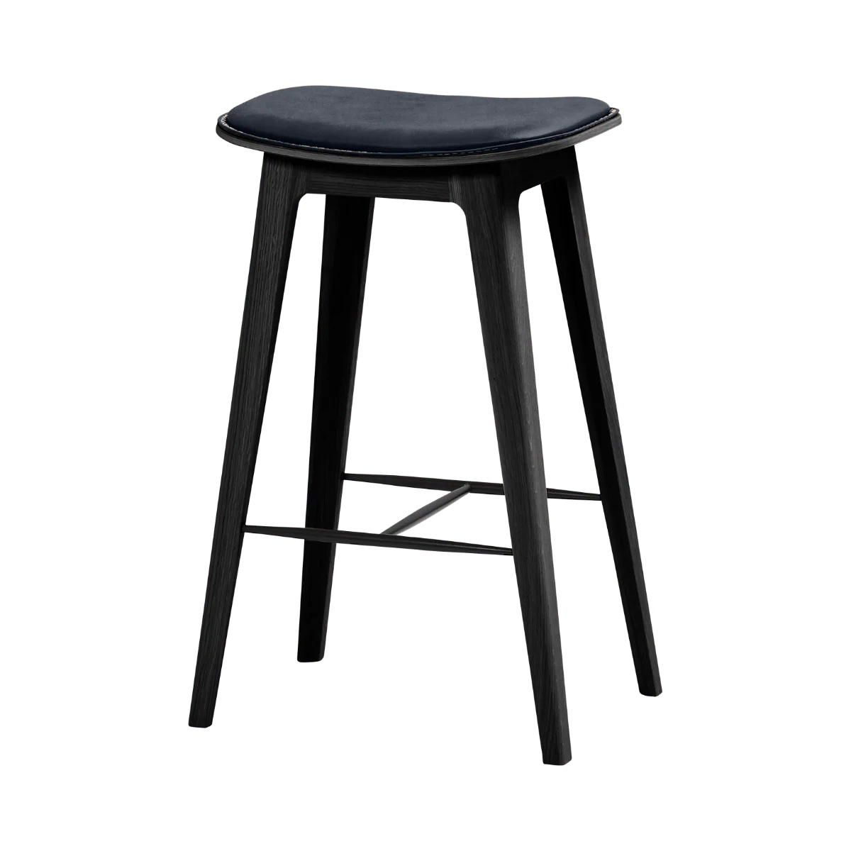 Bild von Nordic Bar Stool - Black Stained Oak with stitches