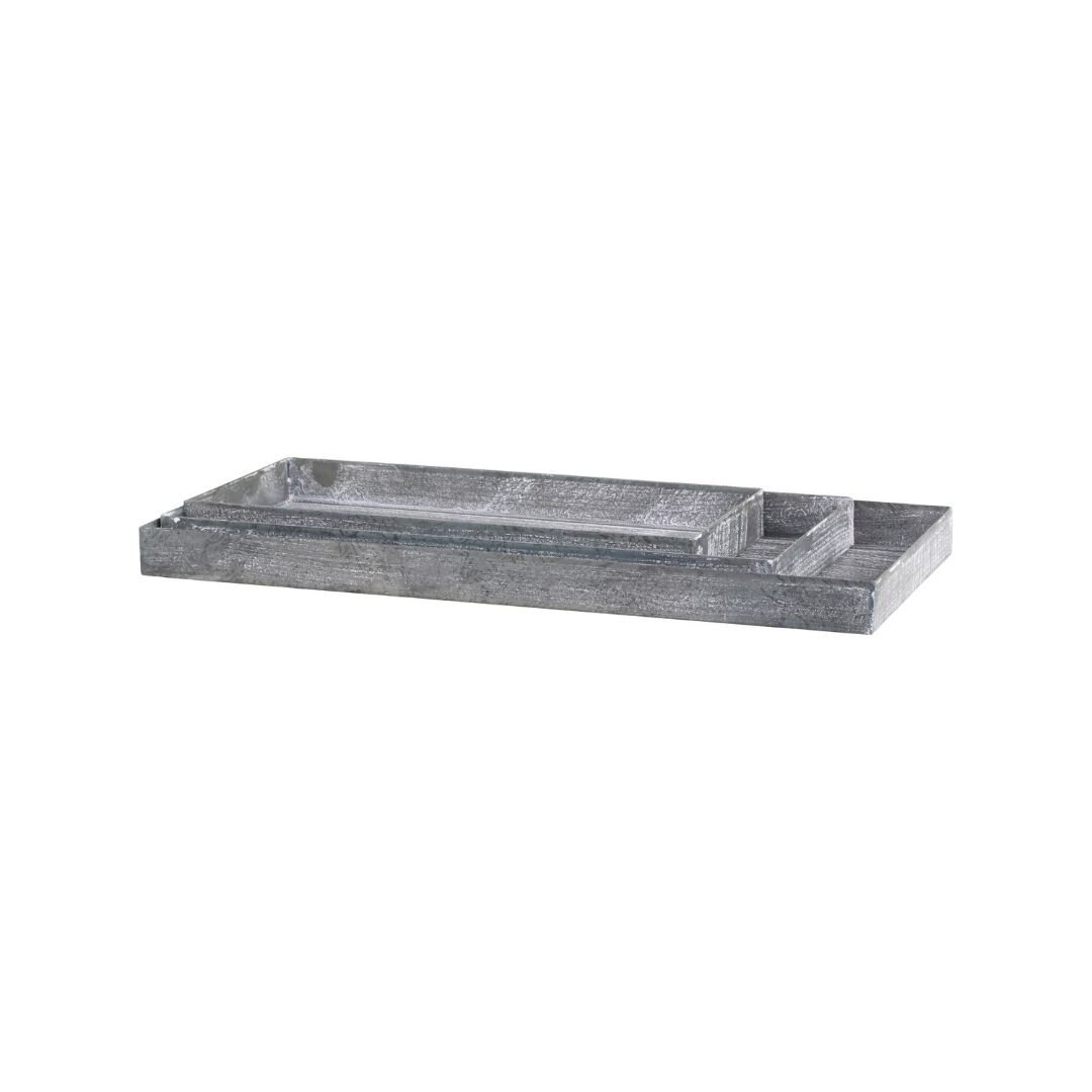 Bild von Eisentablett 3er-Set, H2,5/L39/B17 cm, antik zink