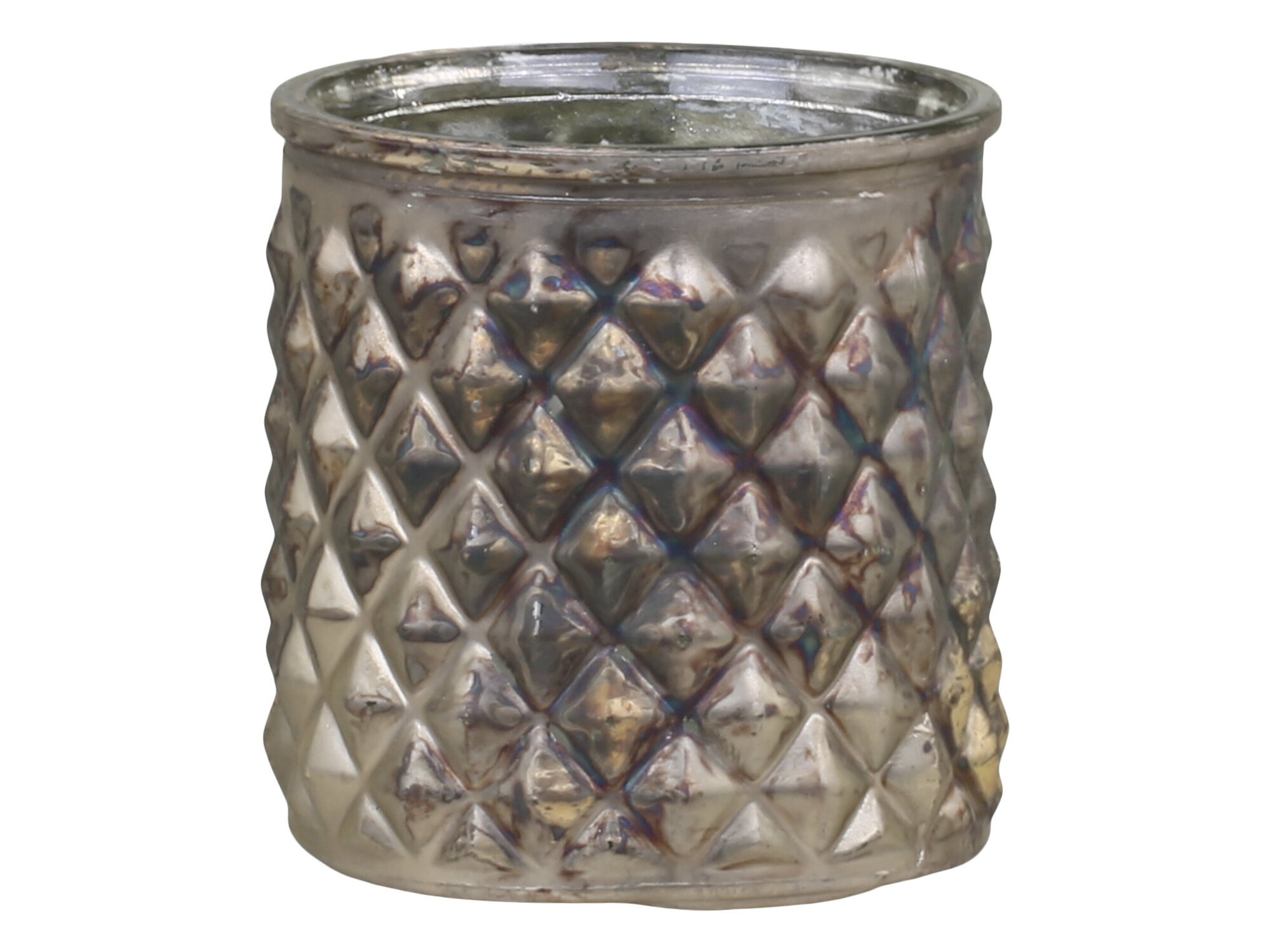 Bild von Chic Antique Teelichthalter mit Diamanten Muster, H8/D7,5 cm antik bronze