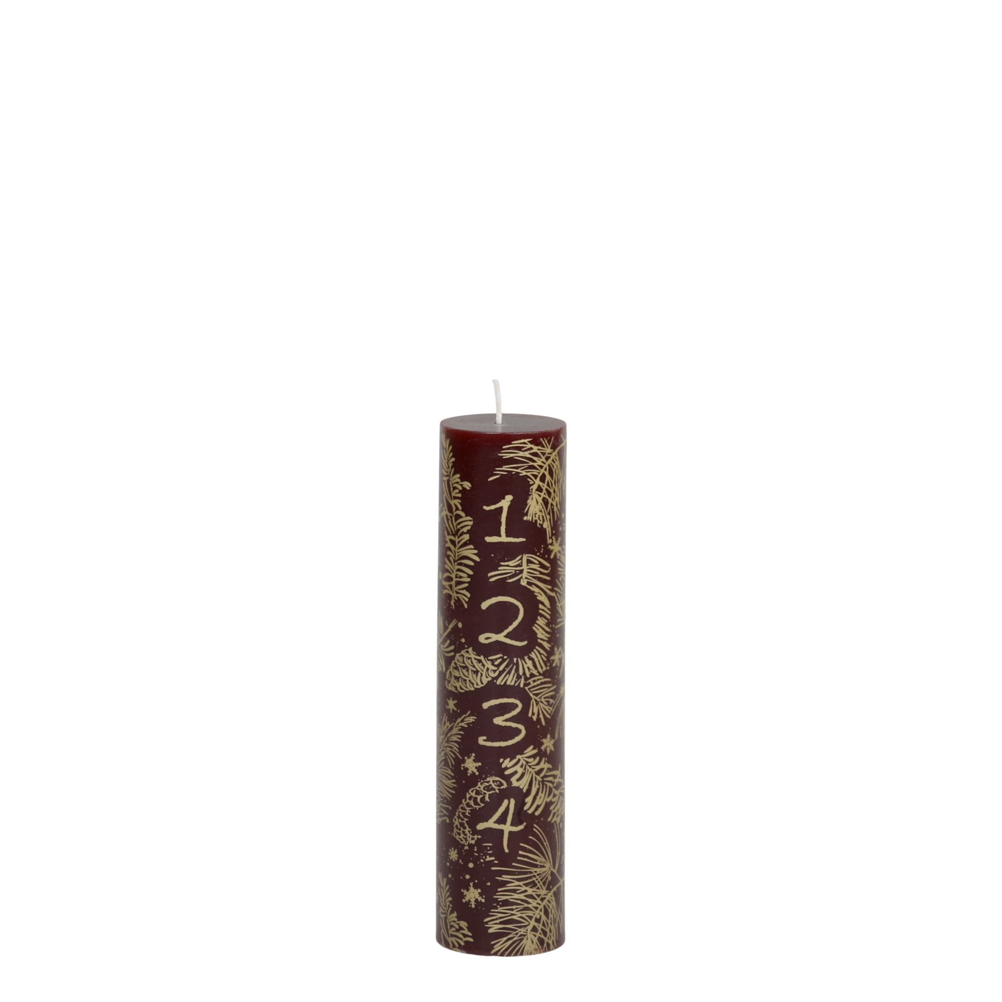 Bild von Adventskerze mit Golddruck, H20/Ø 5 cm antique cherry