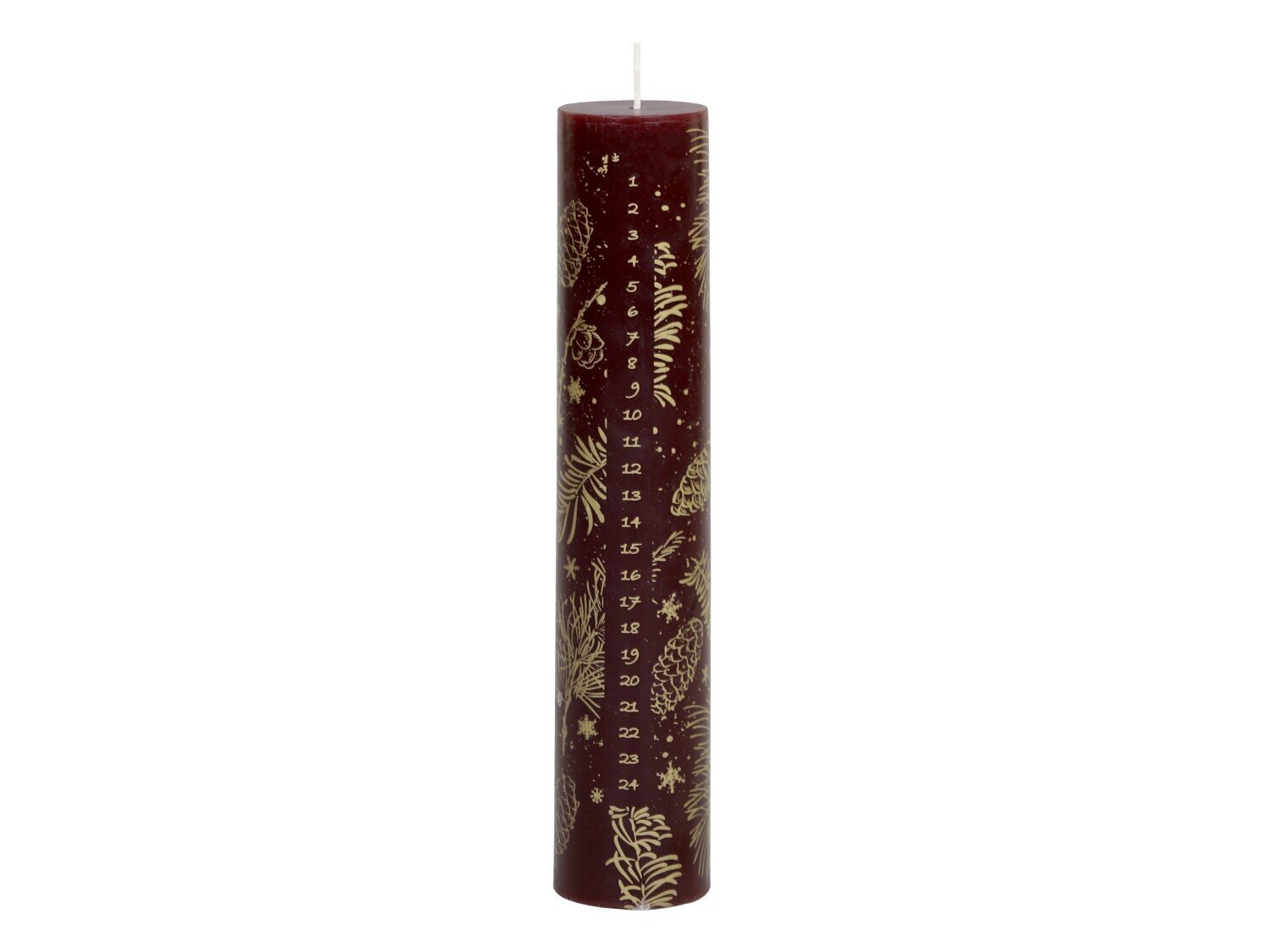 Bild von Kalenderkerze Nr. 1-24 mit Golddruck, H25/D5 cm antique cherry