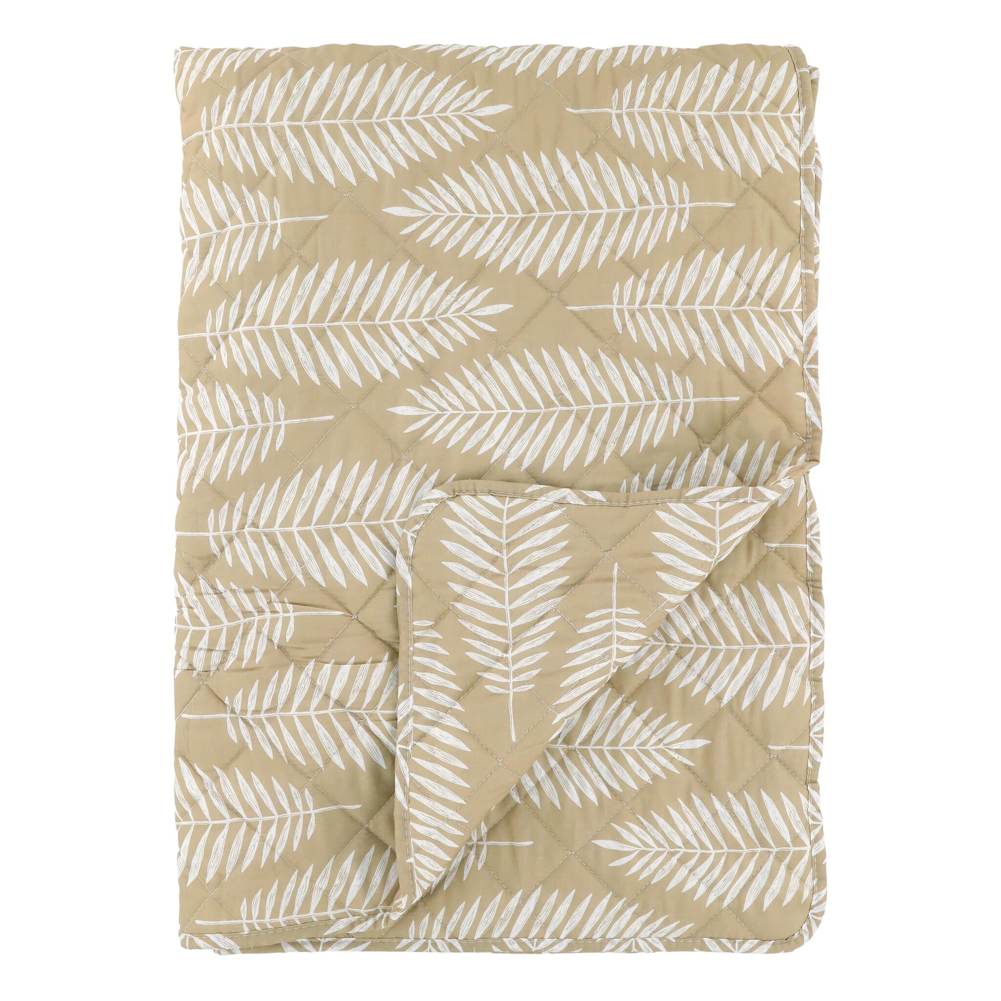Bild von Aix Quilt mit Tropischen Blattmotiv, L180/B130 cm, Beige