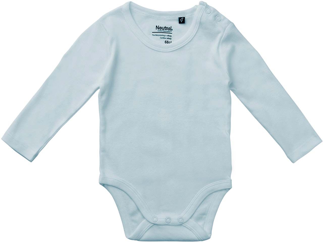 Bild von Neutral Bio-Baby-Langarmbody mit Metalldruckknöpfen an der Schulter, light blue, Gr. 74