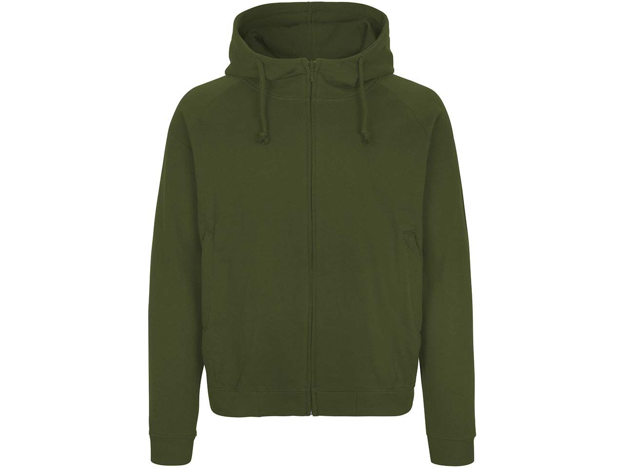 Bild von Neutral Bio-Unisex-Zip-Hoodie mit verstecktem Reißverschluss, military, Gr. L