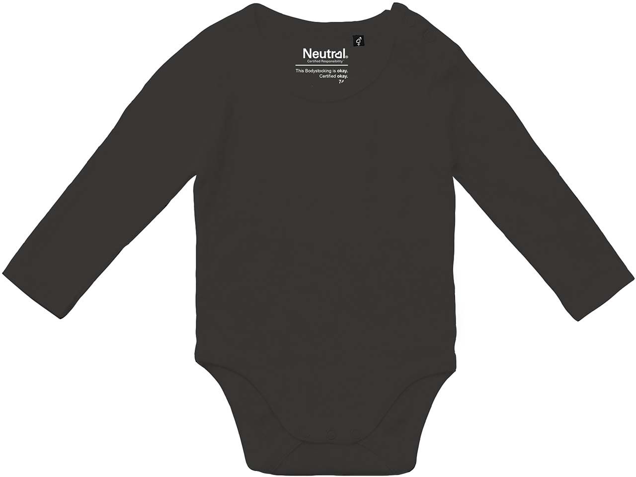Bild von Neutral Bio-Baby-Langarmbody mit Metalldruckknöpfen an der Schulter, charcoal, Gr. 80