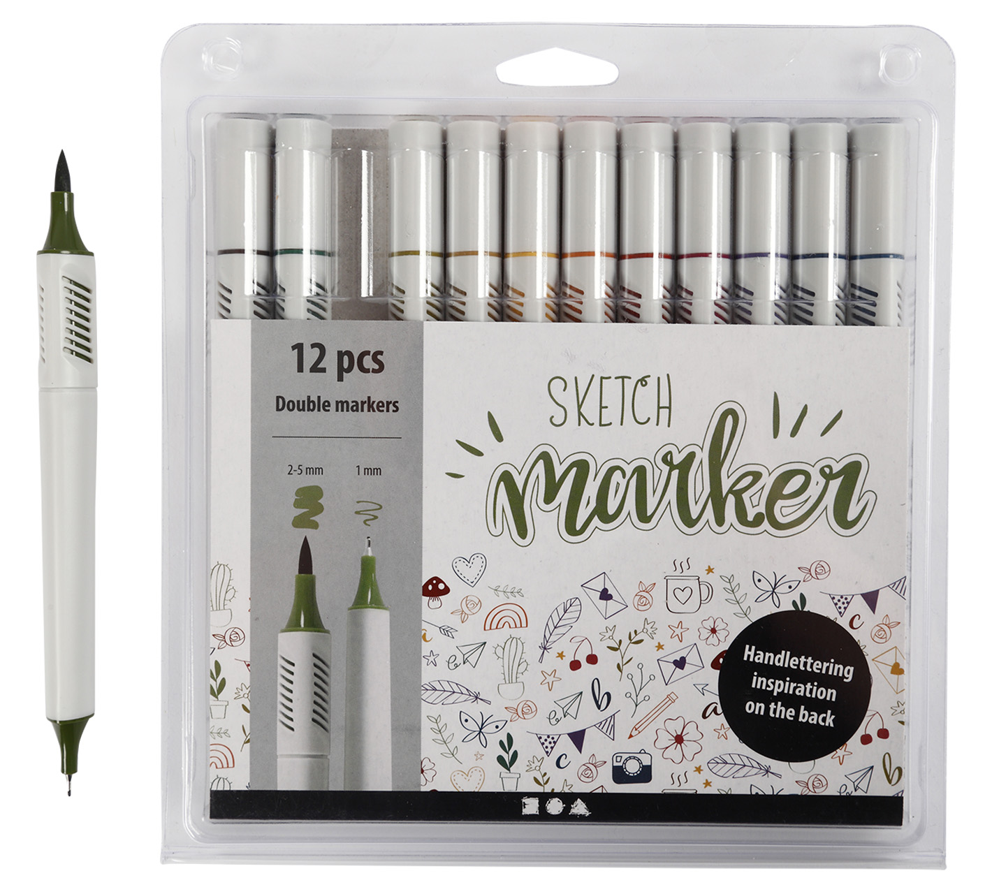 Bild von Creativ Company, Marker, Fasermaler Sketch Marker (Mehrfarbig, 5 mm, 12 x)