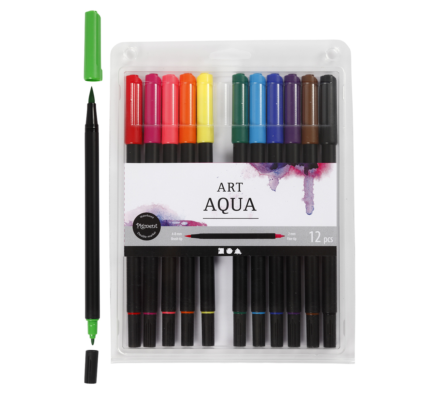 Bild von Creativ Company, Marker, Fasermaler Art Aqua 12 Stück (Standard-Farben, 8 mm, 12 x)