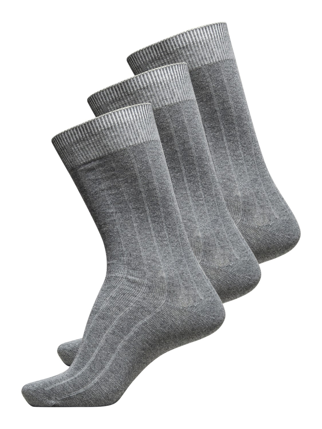 Bild von SELECTED HOMME Herren SHDPETE 3-Pack Cotton Rib NOOS Socken, Grau (Grey), One Size (3er Pack)
