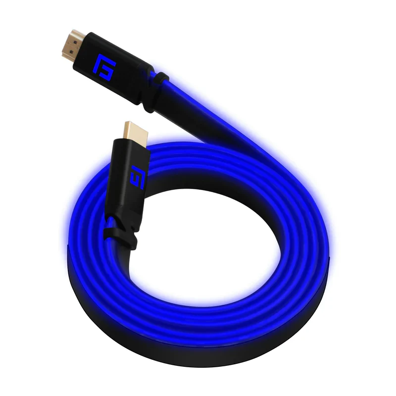 Bild von FLOATING GRIP Premium HDMI-Kabel mit LED-Licht, v2.1, High-Speed 8K@60Hz, Ethernet Ready (1,5 m, blau)