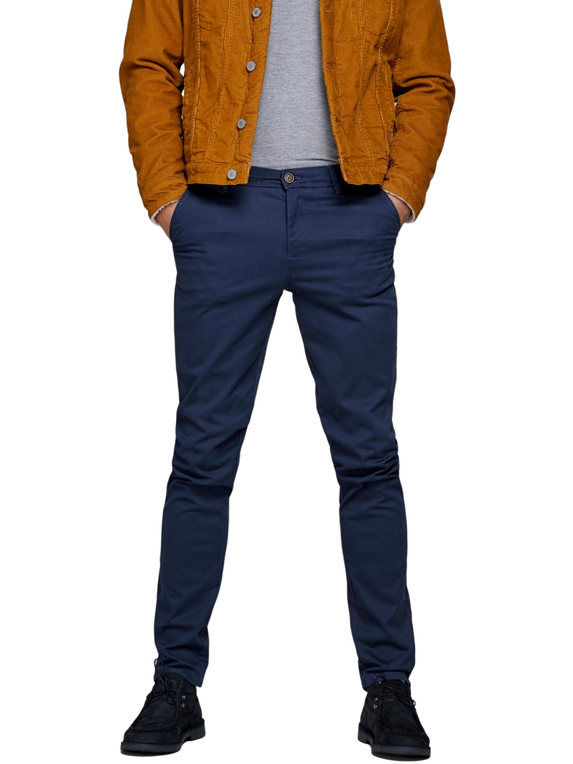 Bild von JACK & JONES Herren Chino Hose | Stretch Pants Konischer Schnitt | Slim Fit Look JPSTMARCO JJBOWIE, Farben:Navy, Größe Hosen:31W / 32L, Z-Länge:L32