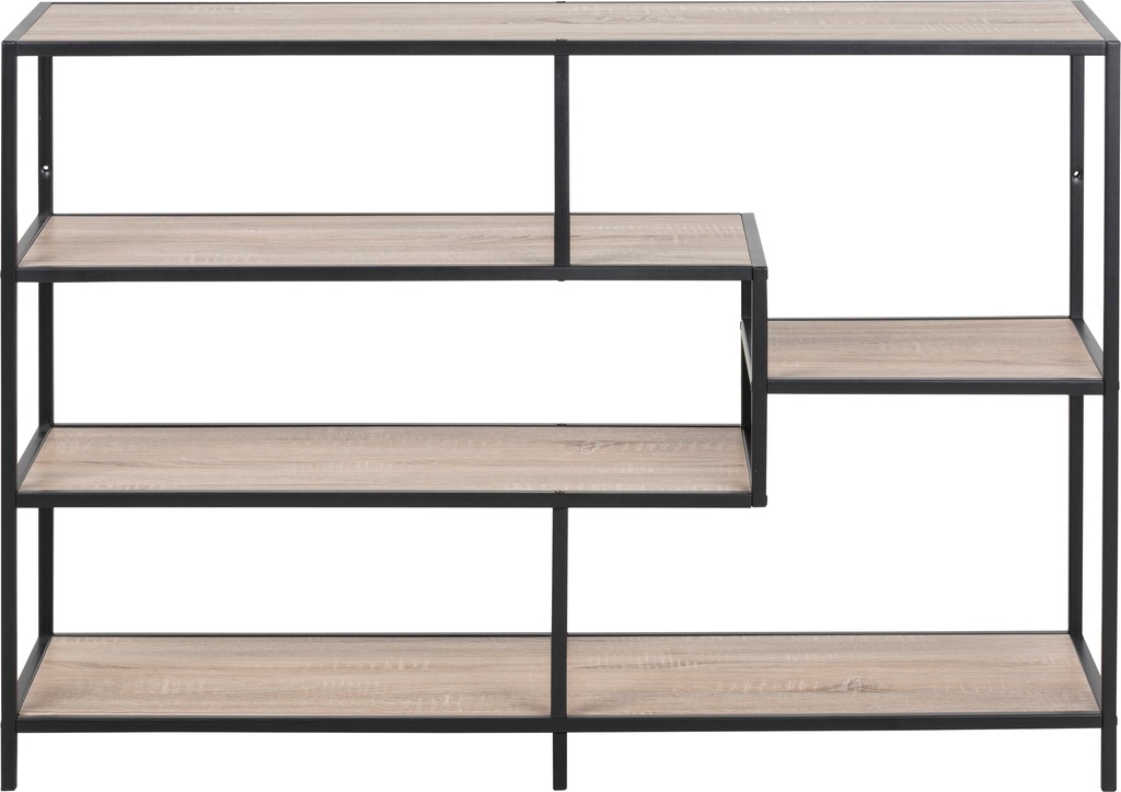 Bild von AC Design Furniture Jörn Asymmetrisches Bücherregal mit 4 Ablagen, H: 78 x B: 114 x T: 35 cm, Sonoma Eiche Optik/Schwarz, Holz/Metall, 1 Stk.