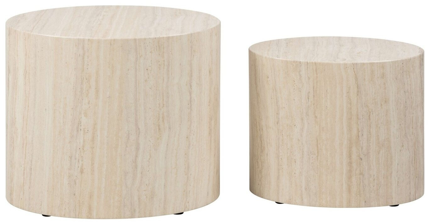 Bild von AC Design Furniture Rico Couchtisch in Beige Travertine Optik 2er Set, Platzsparende Ovale Beistelltische fürs Wohnzimmer, Moderne Satztische, B: 48 x H: 40 x T: 33 cm und B: 40 x H: 33x T: 24,5 cm