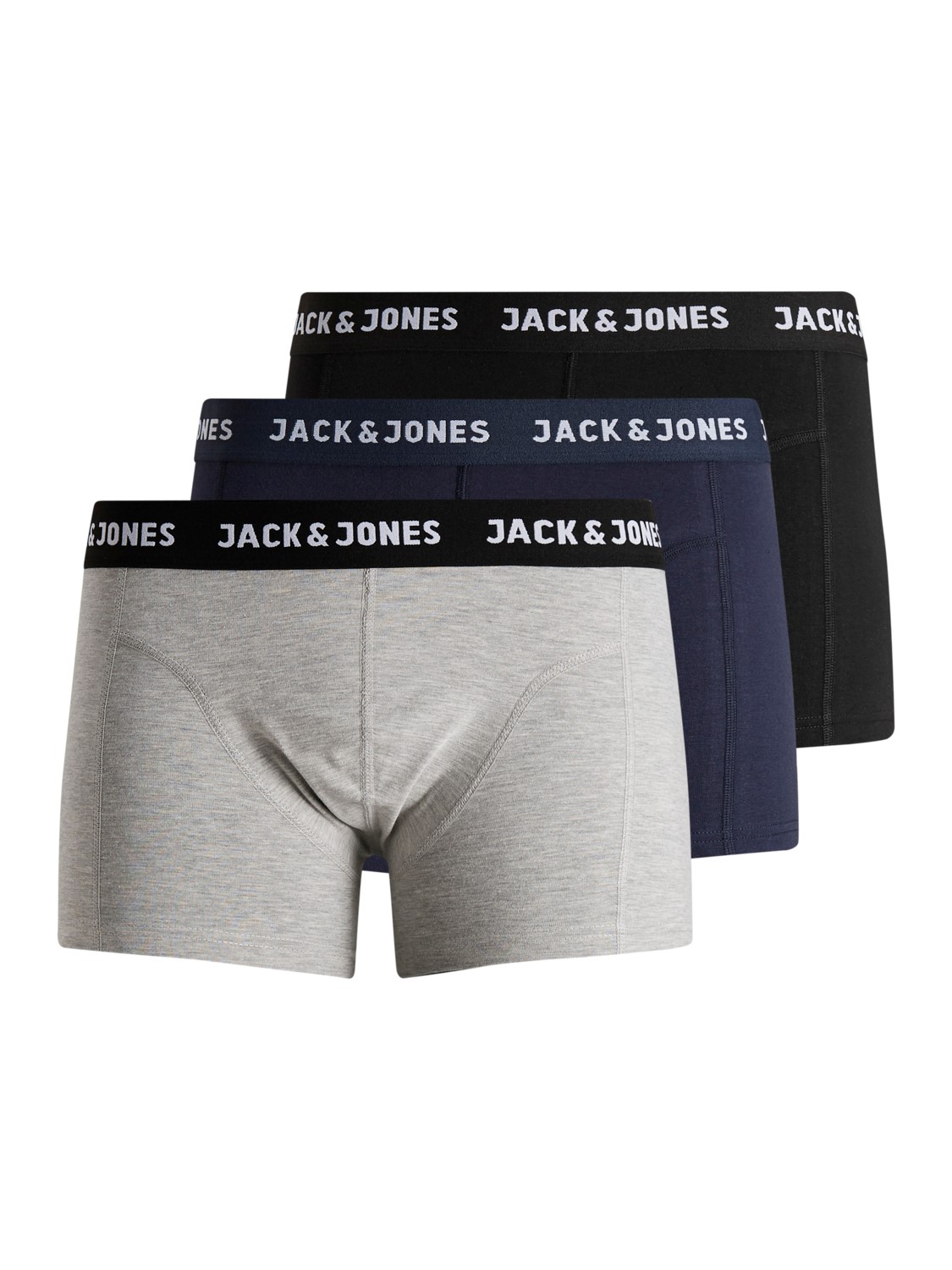 Bild von JACK & JONES Herren Unterhosen Shorts Boxershorts Trunks 3er Pack, Farbe:Mehrfarbig, Wäschegröße:2XL, Artikel:- Black/Blue Night