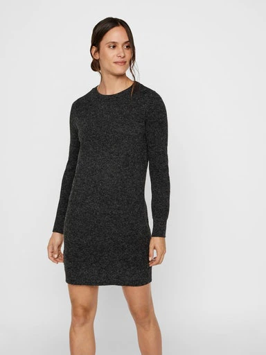 Bild von VERO MODA Mini Strickkleid Meliert Langarm Rundhals Regular Fit Kleid Kurz Basic Oberschenkellang VMDOFFY