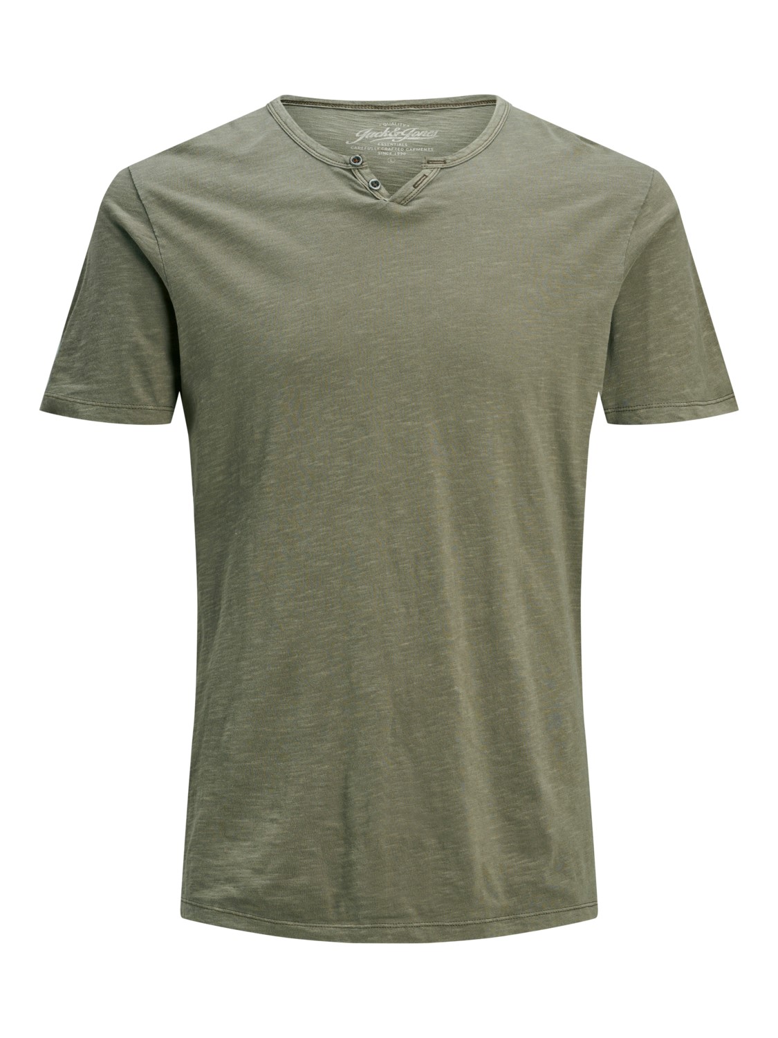 Bild von JACK & JONES Herren Basic T-Shirt V-Ausschnitt Kurzarm Jersey Baumwolle Shirt mit Knöpfen JJESPLIT, Farben:Grün, Größe:S
