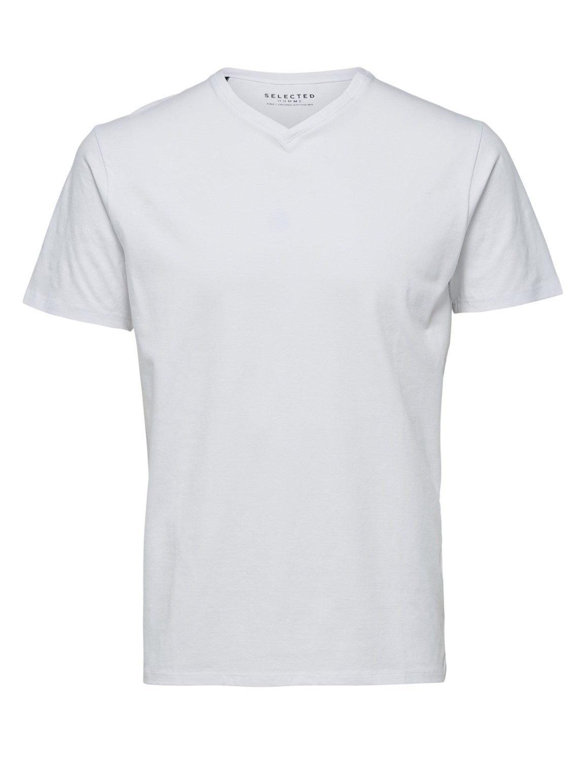Bild von Herren Selected V-Ausschnitt T-Shirt | Einfarbiges Basic Kurzarm Shirt SLHNEWPIMA | Stretch Baumwolle, Farben:Weiß, Größe:XXL
