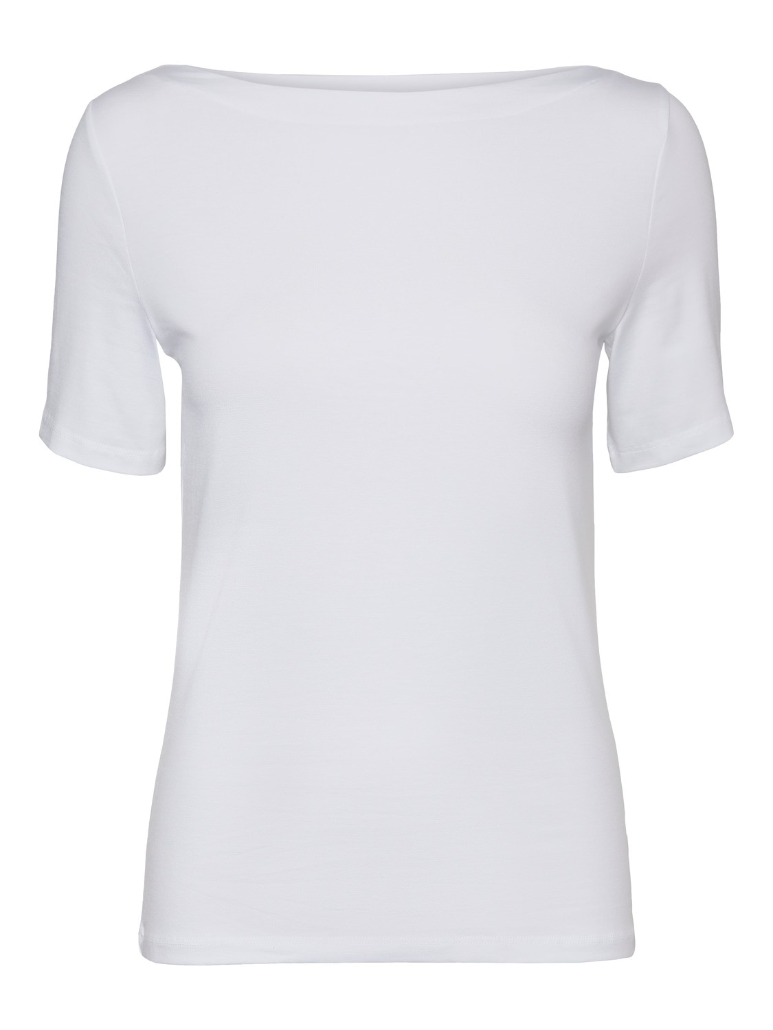 Bild von Vero Moda T-Shirt Basic Stretch T-Shirt mit U-Boot-Ausschnitt VMPANDA 5368 in Weiß-2