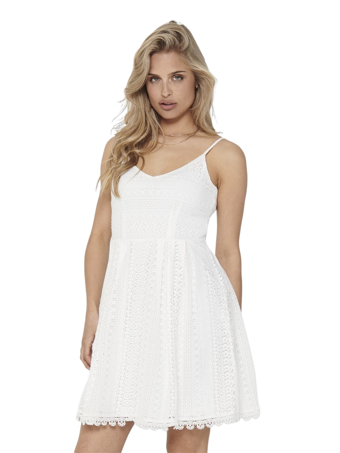 Bild von ONLY Damen Kleid ONLHELENA LACE - Regular Fit XS S M L XL Weiss Baumwolle, Größe:34, Farbe:Cloud Dancer 15204799