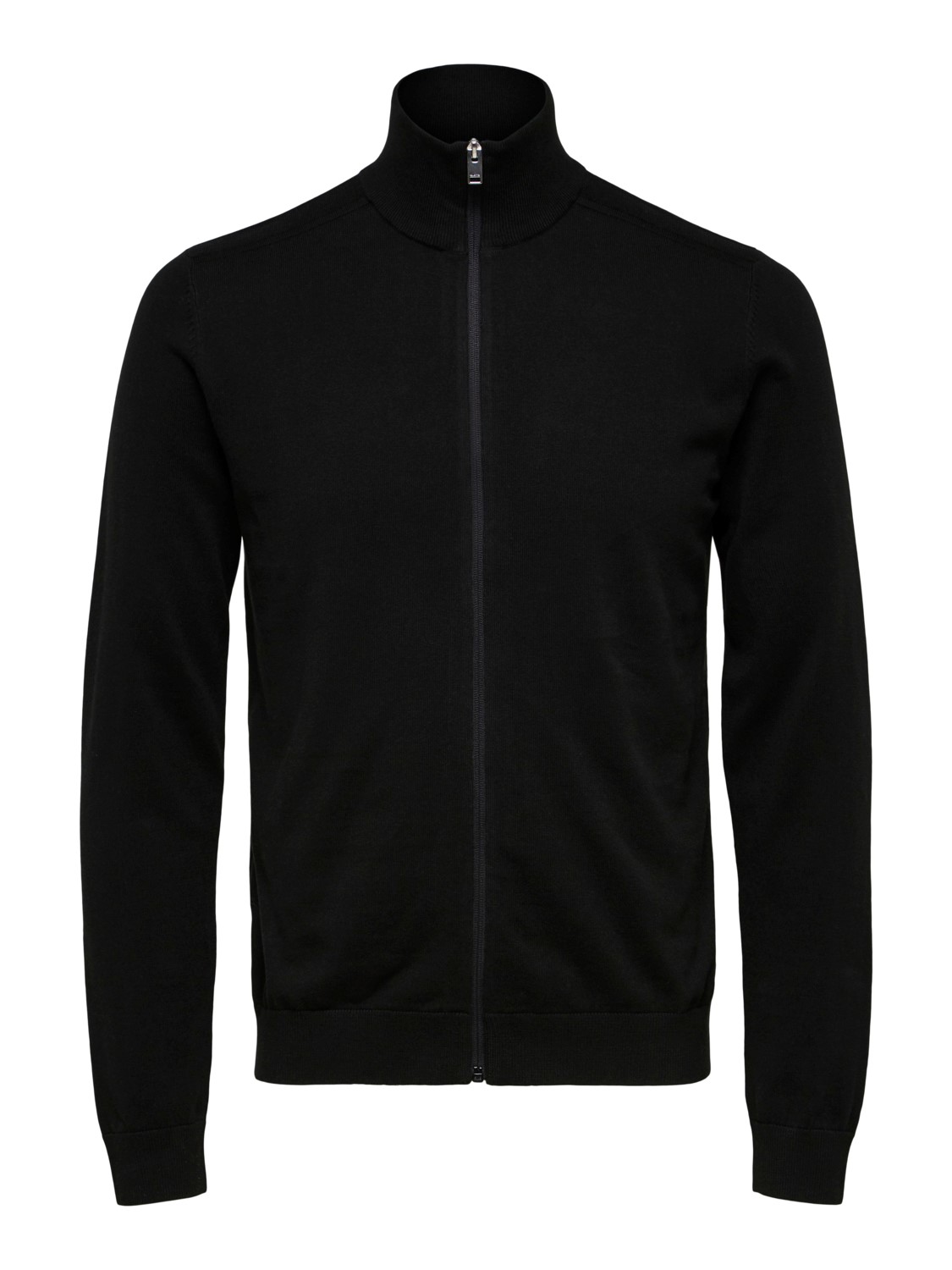 Bild von Herren Selected Basic Strickjacke | Einfarbiger Baumwolle Cardigan | SLHBERG Zip Longsleeve Sweatshirt, Farben:Schwarz, Größe Pullover:XL