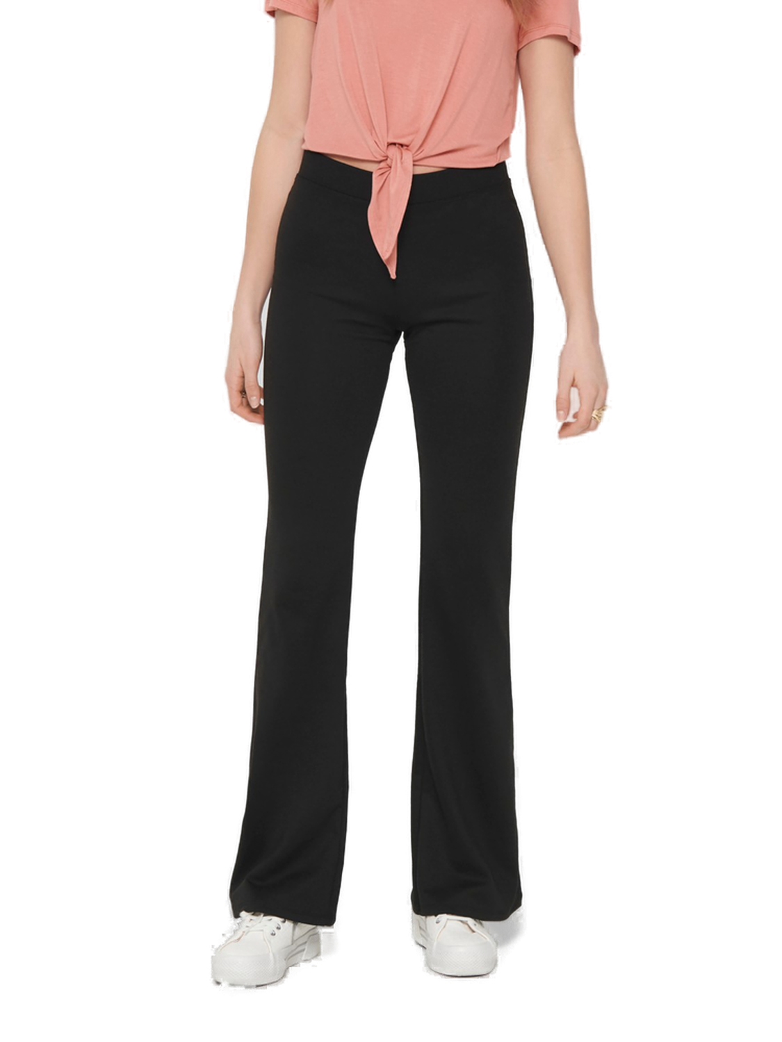 Bild von Damen Stretch Schlag Hose Slim Fit Freizeit Schlupf Stoffhose ONLFEVER Elastic Flared Long Pants 70s Retro, Farben:Schwarz, Größe:XS / 34L