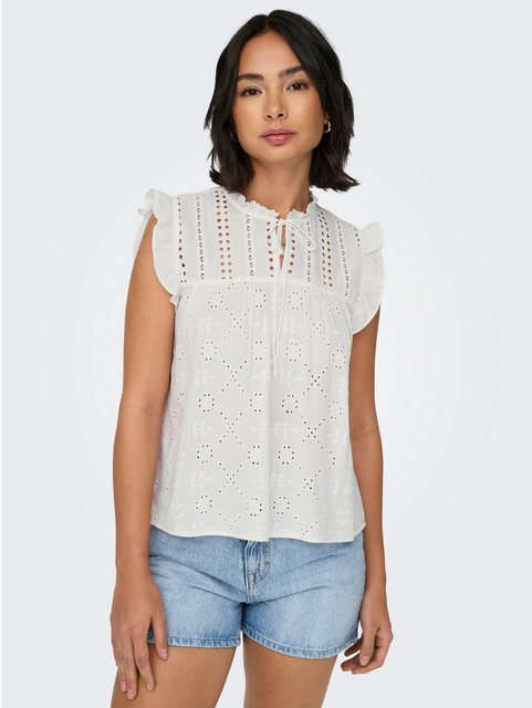 Bild von ONLY® Top, Rüschen, Lochmuster, für Damen, weiß, S