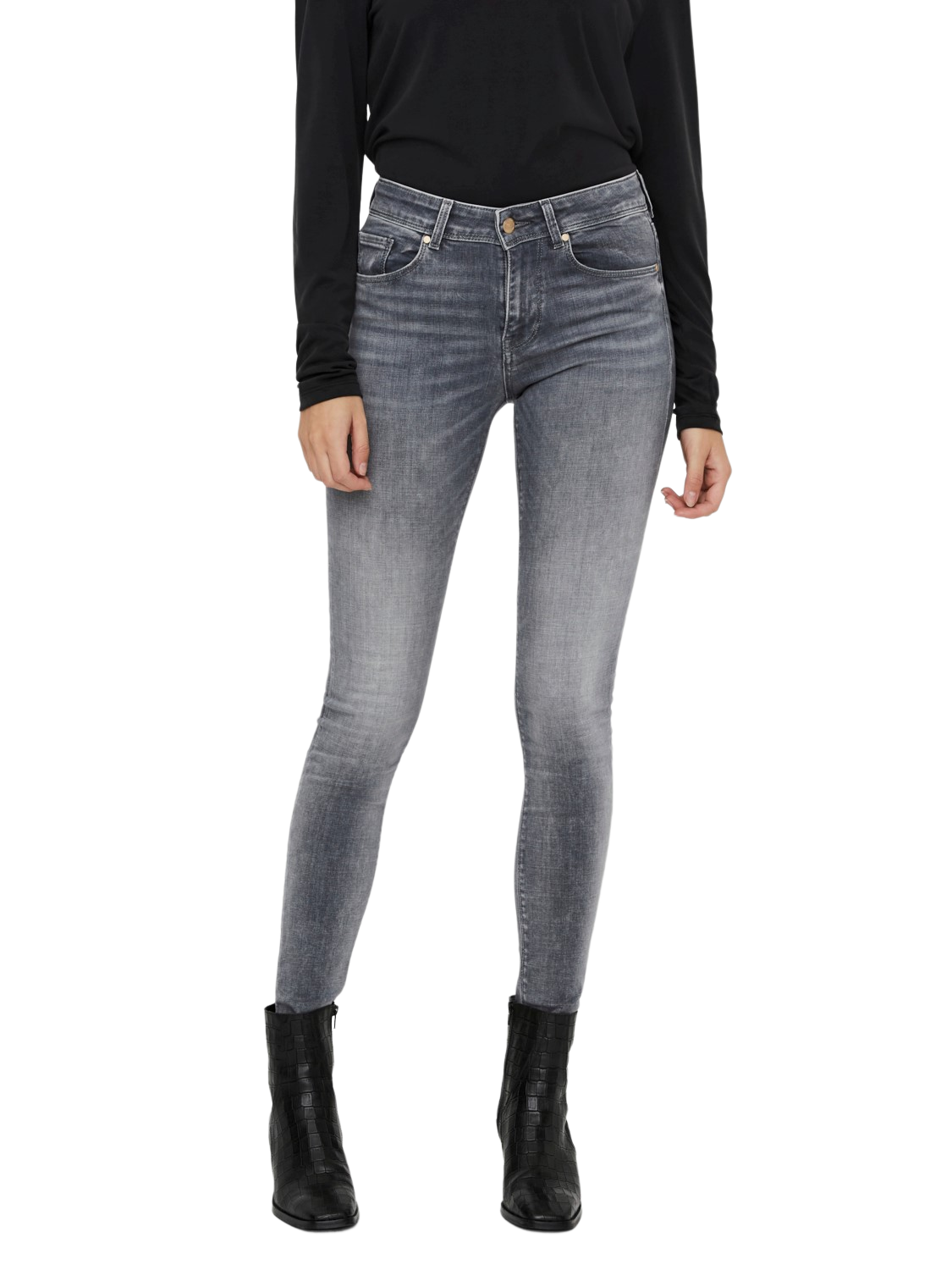 Bild von Vero Moda Damen Jeans VMLUX RI201 Slim Fit - Grau - Medium Grey Denim