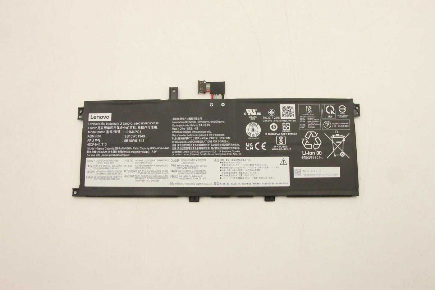 Bild von Lenovo BATTERY Internal, 4c, 46Wh (4 Zellen), Notebook Akku