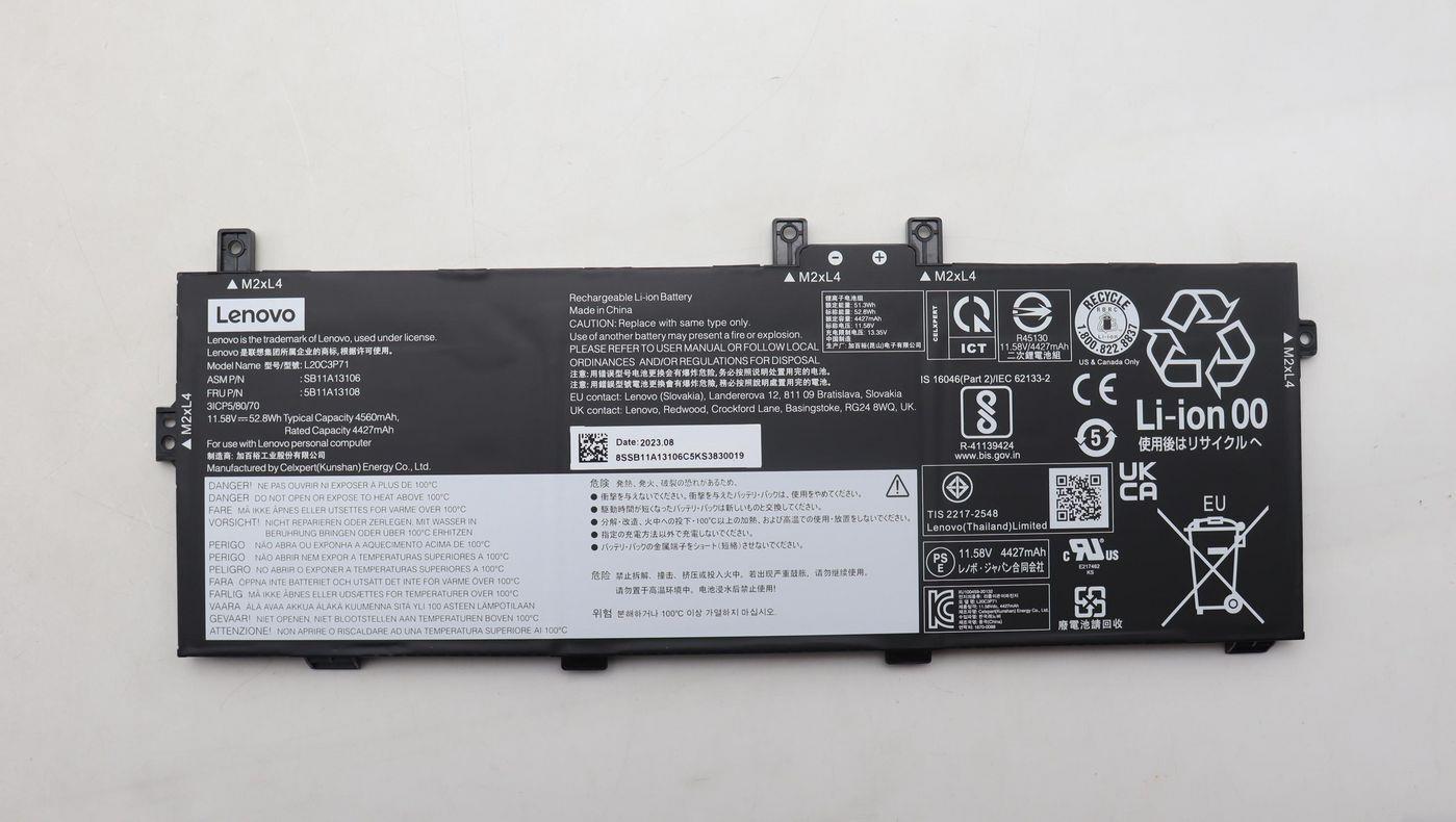 Bild von Lenovo BATTERY Internal, 3c, 52.8Wh (3 Zellen), Notebook Akku