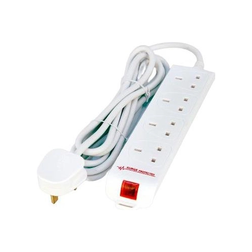 Bild von MicroConnect 4-fach UK Überspannungsgeschützte Steckdosenleiste 2M Weiß