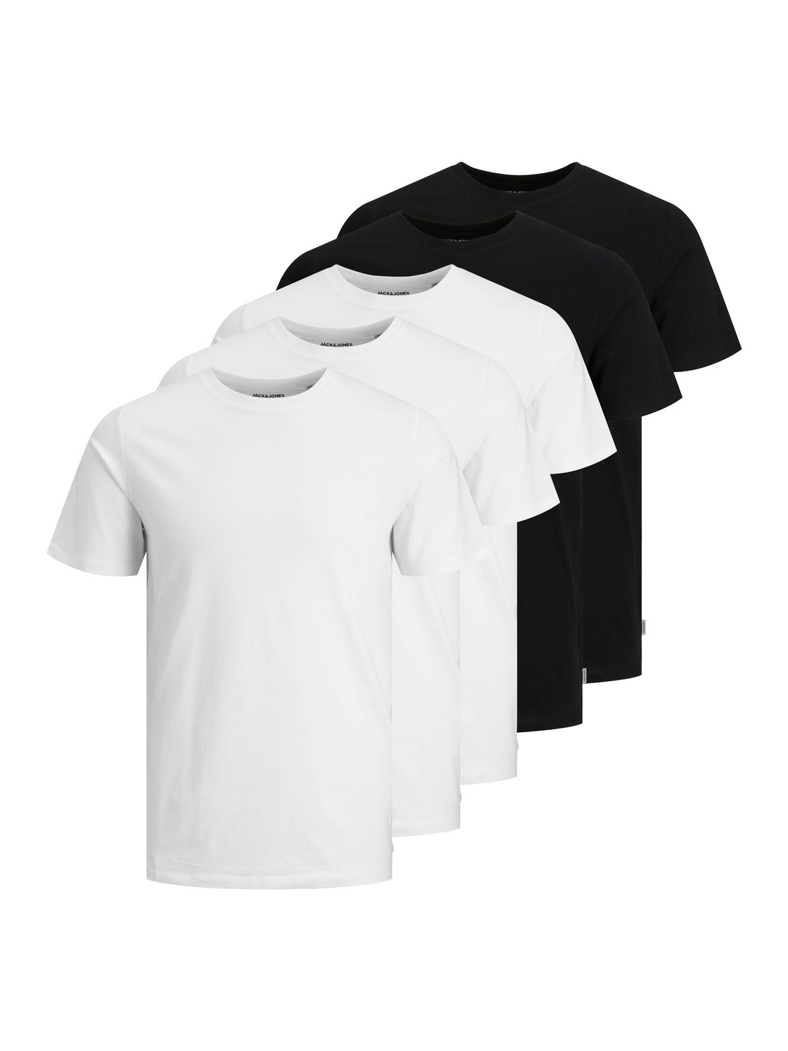 Bild von JACK & JONES Herren JJEORGANIC Basic Tee SS O-Neck 5PK MP T-Shirt, Black/Pack:3White 2Black, L