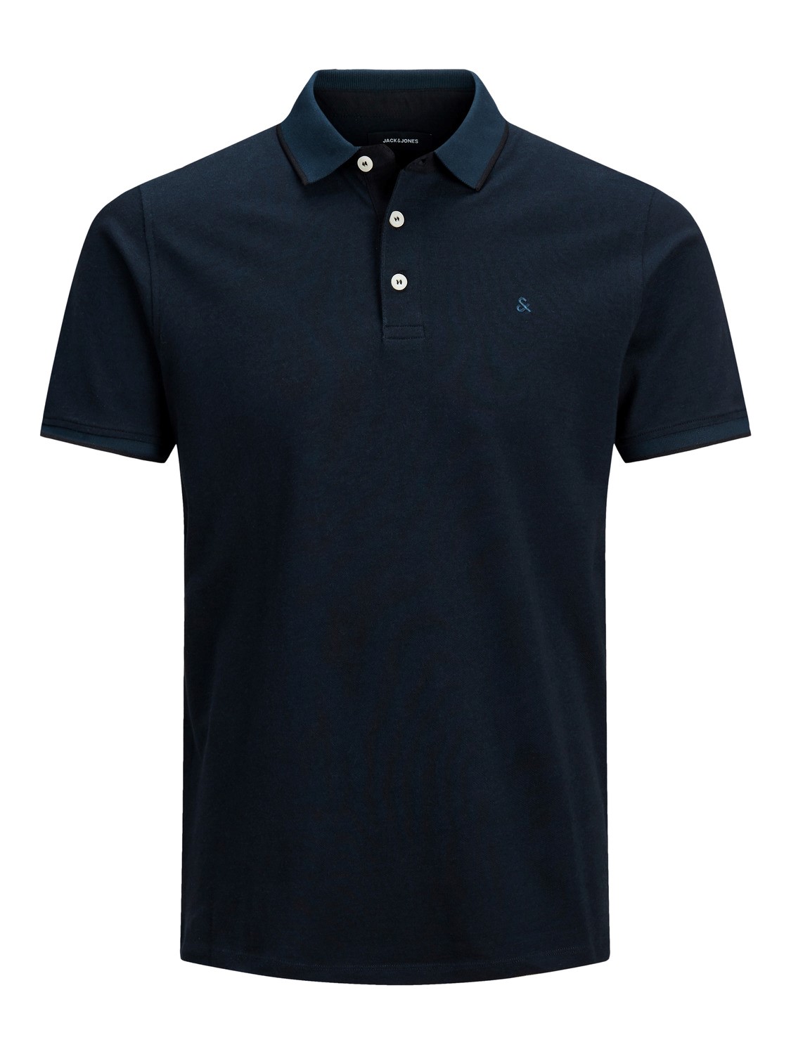 Bild von Jack & Jones Poloshirt Polo Shirt JJEPAULOS Sommer Hemd Kragen Pique Cotton (1-tlg) 3613 in Dunkelblau