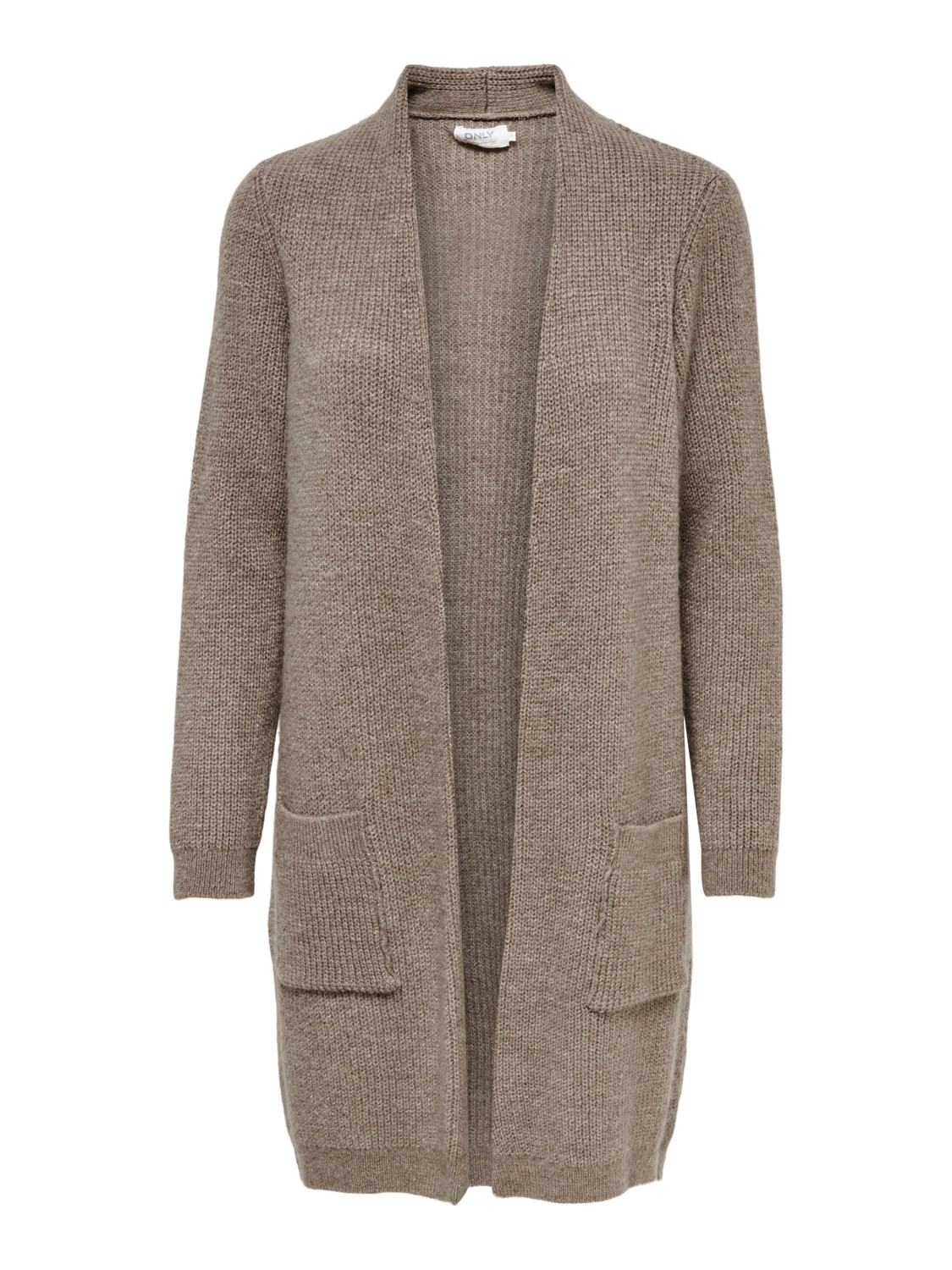 Bild von ONLY Damen Lange Strickjacke mit Taschen | Stretch Casual Langarm Gerippt | Open Cardigan Noos ONLJADE, Farben:Hellbraun, Größe:M