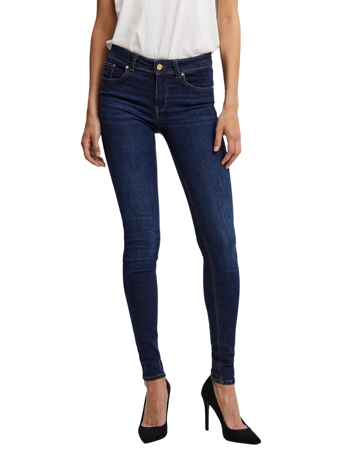 Bild von VERO MODA Damen Vmlux Mr Slim Ri347 Ga Noos Jeans, Dark Blue Denim, L EU