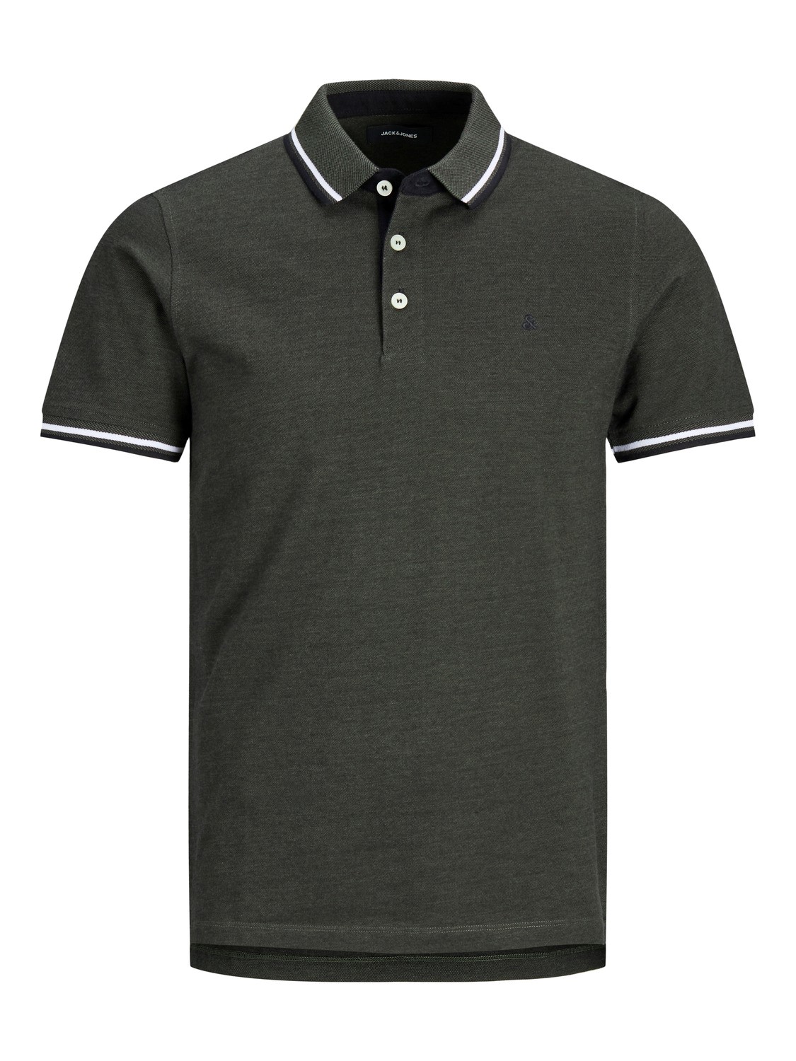 Bild von Herren Jack & Jones + Fit Polo Shirt JJEPAULOS Uni Sommer Hemd Kurz Arm Pique Cotton Big Size, Farben:Dunkelgrau, Größe:6XL