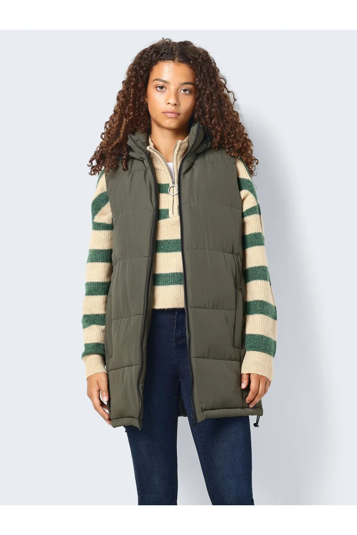 Bild von Noisy may Steppweste Lange Wattierte Puffer Weste Übergangsjacke NMAURORA 4267 in Olive
