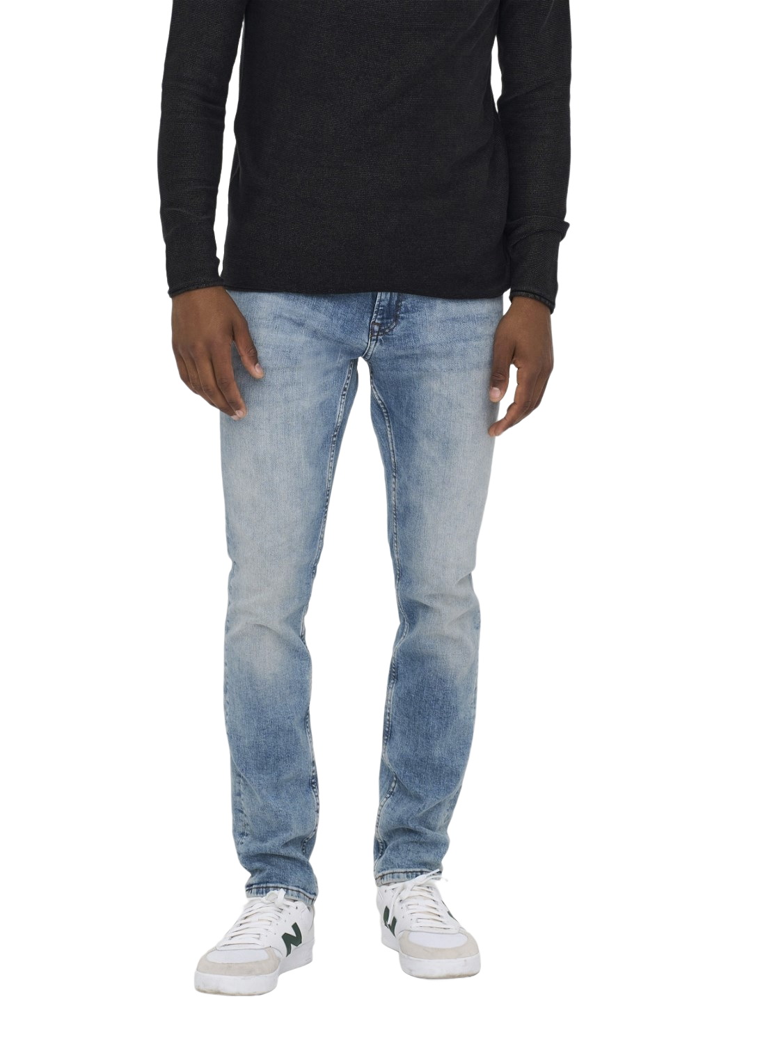 Bild von Herren O&S Slim Fit Jeans | Basic Hose Denim Pants ONSLOOM | Stretch Tapered Trousers, Farben:Hellblau, Größe Jeans:28W / 30L