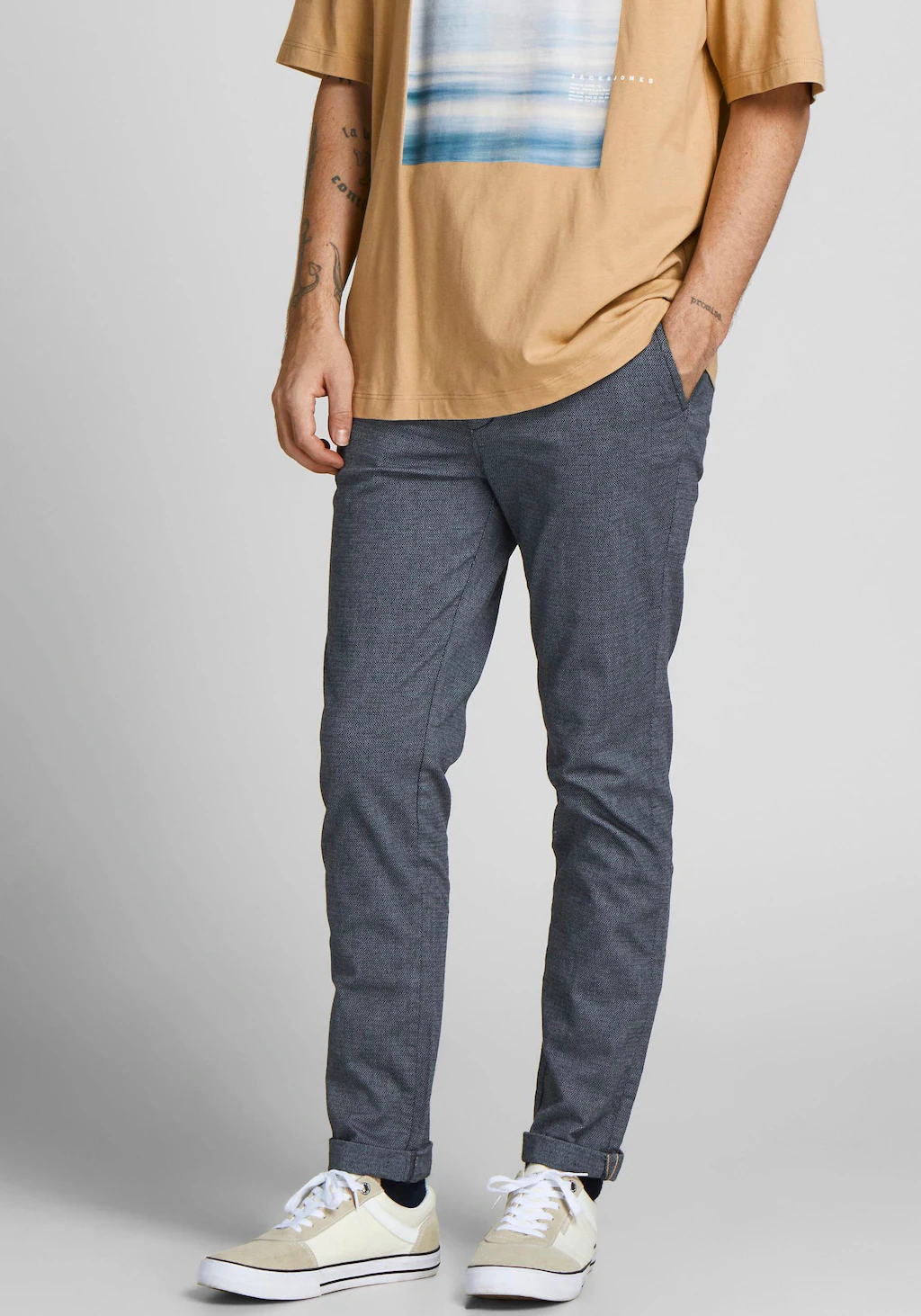 Bild von Jack & Jones Herren Chino Hose JPSTMARCO JJFURY - Slim Fit Blau Faded Denim