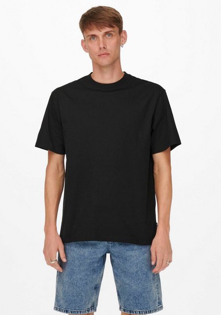 Bild von ONLY & SONS Herren Rundhals T-Shirt ONSFRED - Relaxed Fit S-XXL Schwarz Weiss, Größe:XL, Farbe:Black 22022532