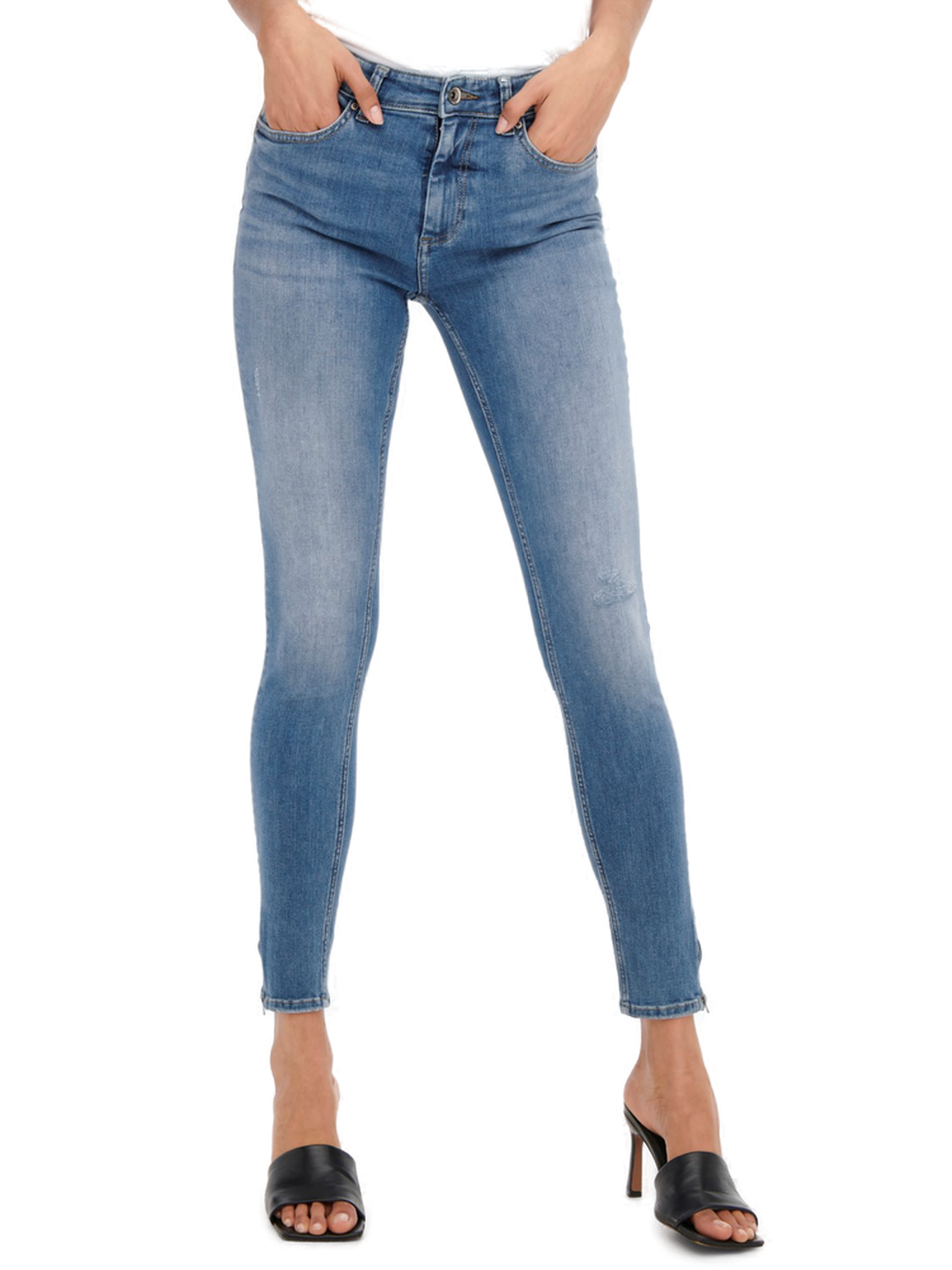 Bild von ONLY Damen Onlblush Mid Sk Ank Zip Dnm Tai848 Noos Jeans, Light Medium Blue Denim, S EU