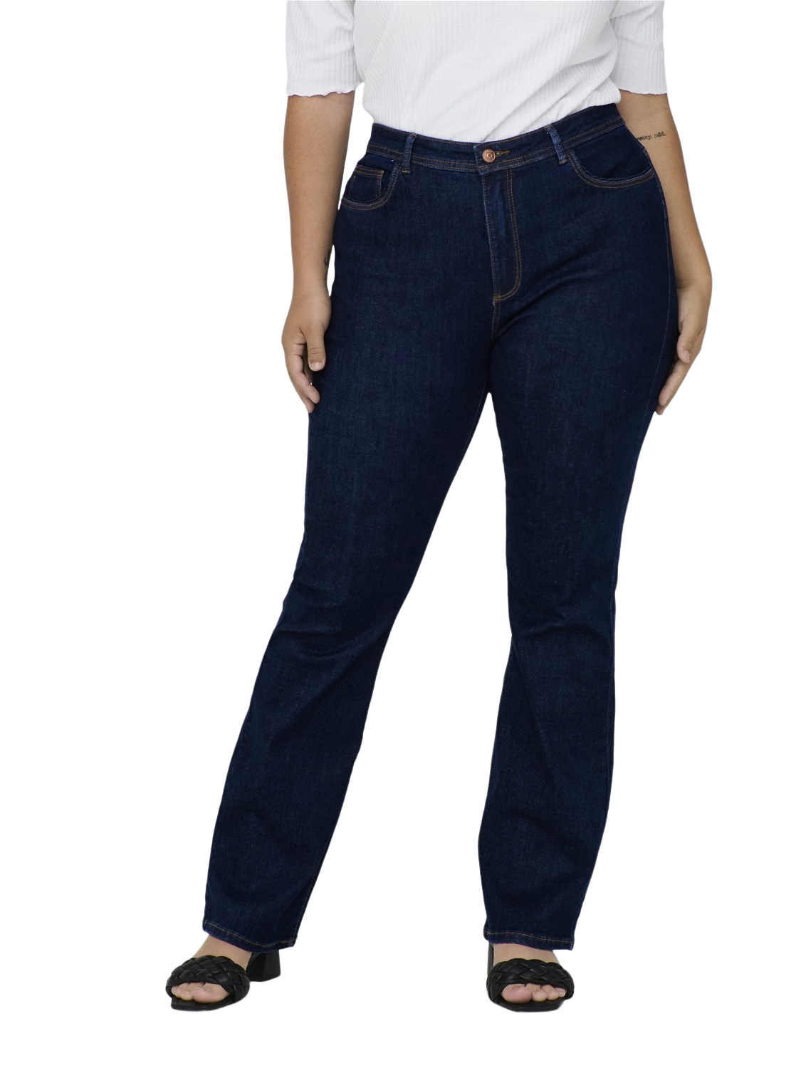 Bild von Carmakoma by Only Damen Jeans CARSALLY - Skinny Fit Flared Leg - Blau - Dark Blue Denim - Plus Size