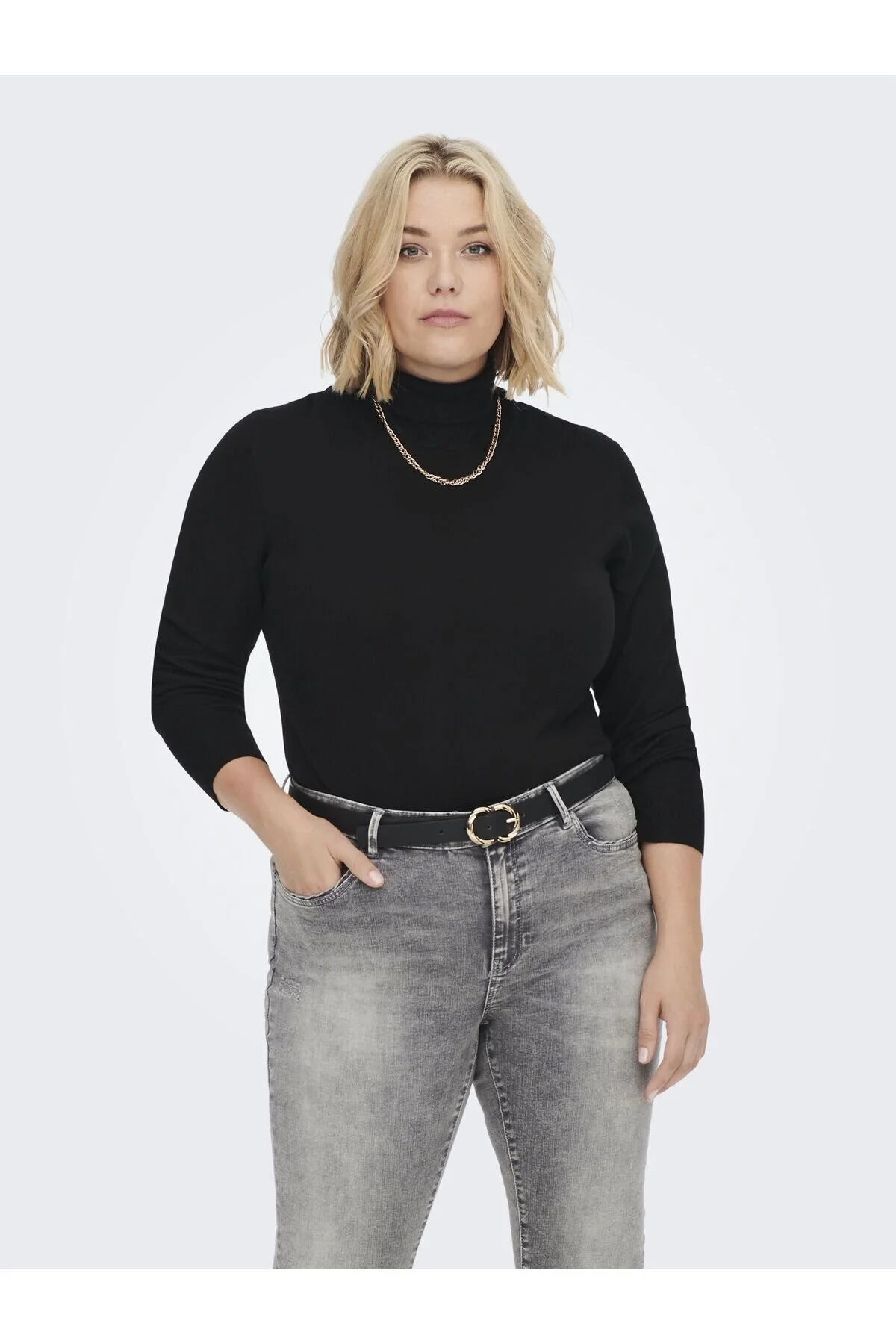Bild von ONLY Carmakoma Curve Rollkragenpullover Strick Plus Size Longsleeve Top Stretch Basic CARVENICE