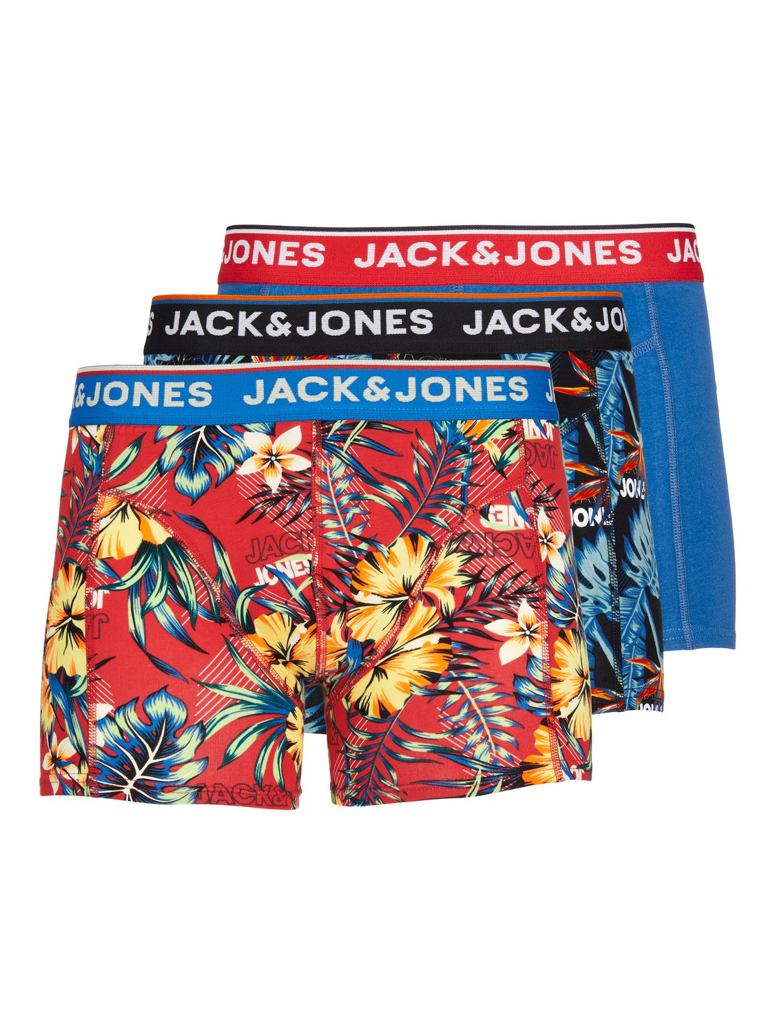Bild von Jack & Jones Boxershorts "JACAZORES im 3er-Pack mit elastischem Bund und bequemem Stoff" Packung, 3 Stk. tlg., bedruckt, casual Stil, regular fit, Rundhals, Single Jersey