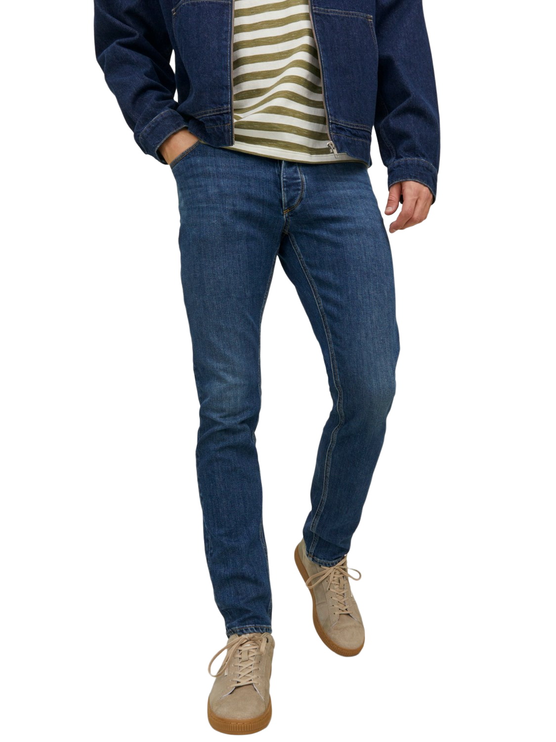 Bild von Jack & Jones Herren Jeans JJIGLENN JJEVAN AM 477- Slim Fit - Blau - Blue Denim