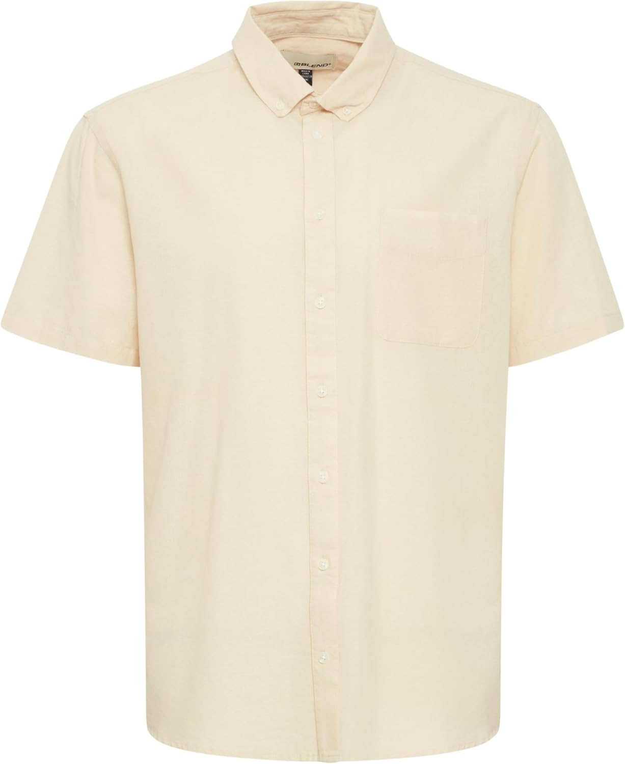 Bild von Blend He BHShirt Herren Kurzarmhemd Hemd Herrenhemd Button-Down-Kragen 70% Baumwolle, 30% Leinen Regular fit, Größe:L, Farbe:Oyster Gray (141107)